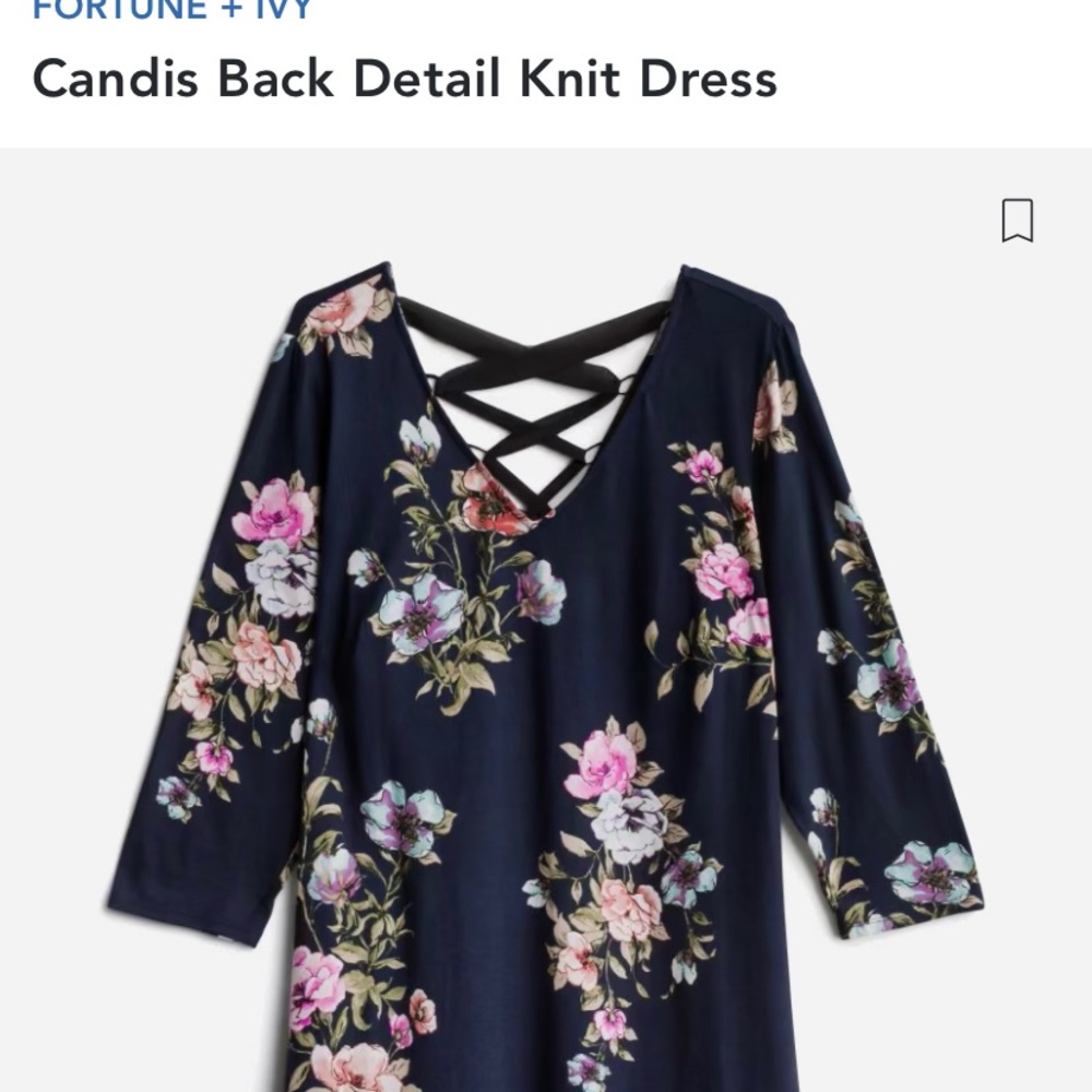 Fortune + Ivy Candis Back Detail Knit Floral Dress-Size 1X